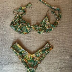 Skatie Green and Yellow Paisley Bikini